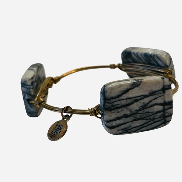 Bourbon & Boweties Bowties Gray Grey Granite Stone Bracelet Stackable - Picture 6 of 6